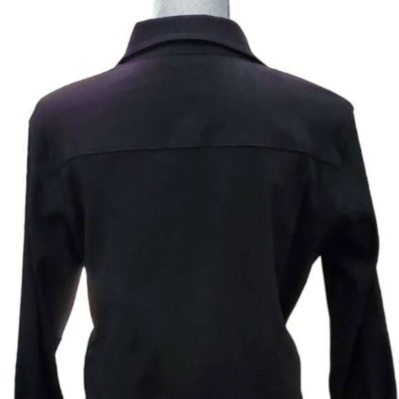 Petite Sophisticate Moleskin LS Button Front Blouse | Like New | MP | Black - Picture 9 of 11